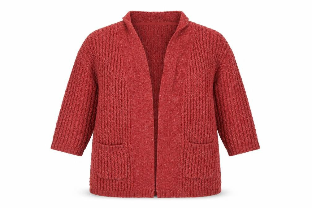 FatFace Women Red Size 16 Chunky Knit Open Cardigan