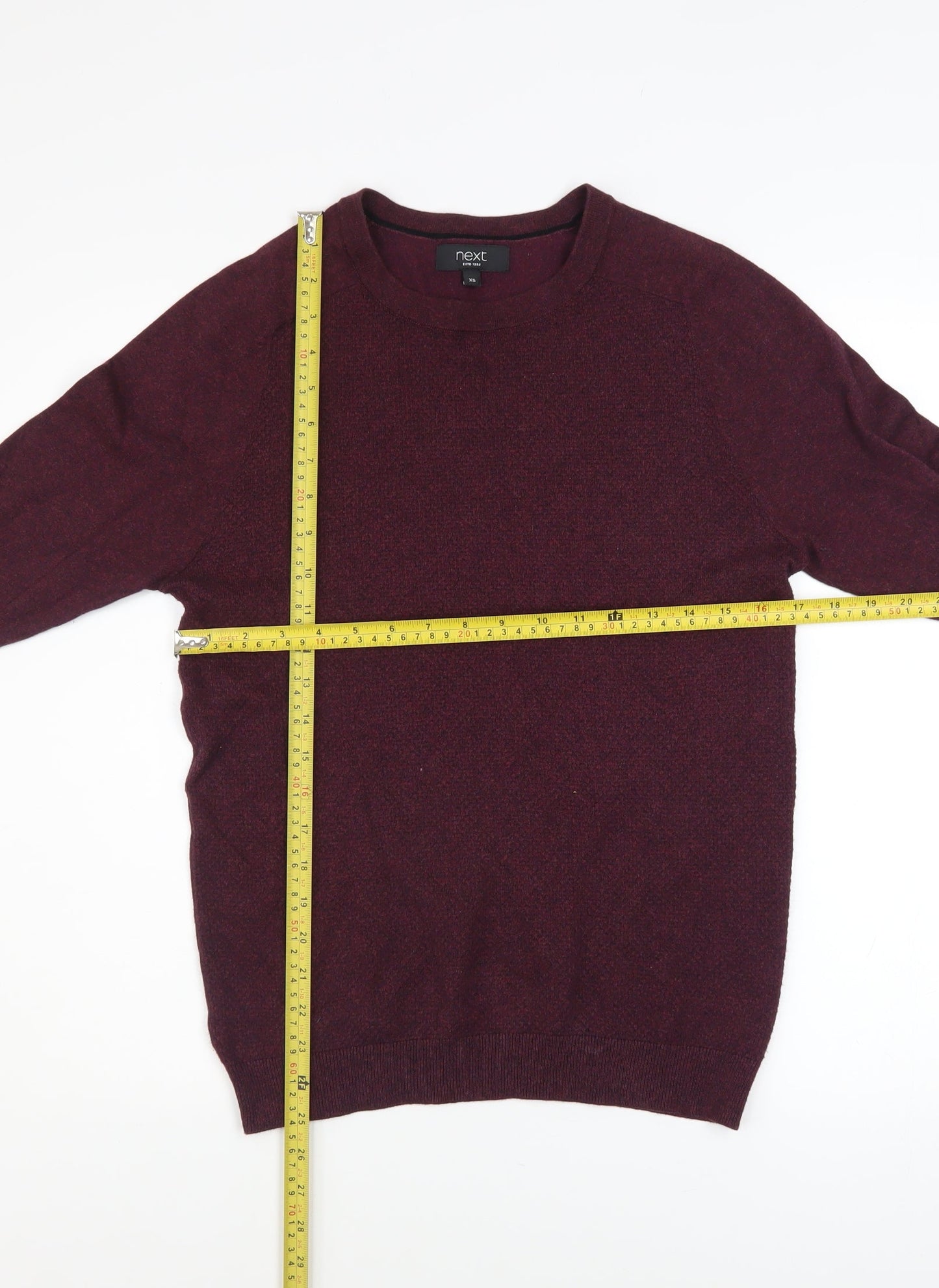 Next Men’s Red Cotton Blend Crew Neck Pullover Jumper XS
