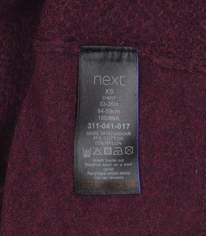 Next Men’s Red Cotton Blend Crew Neck Pullover Jumper XS