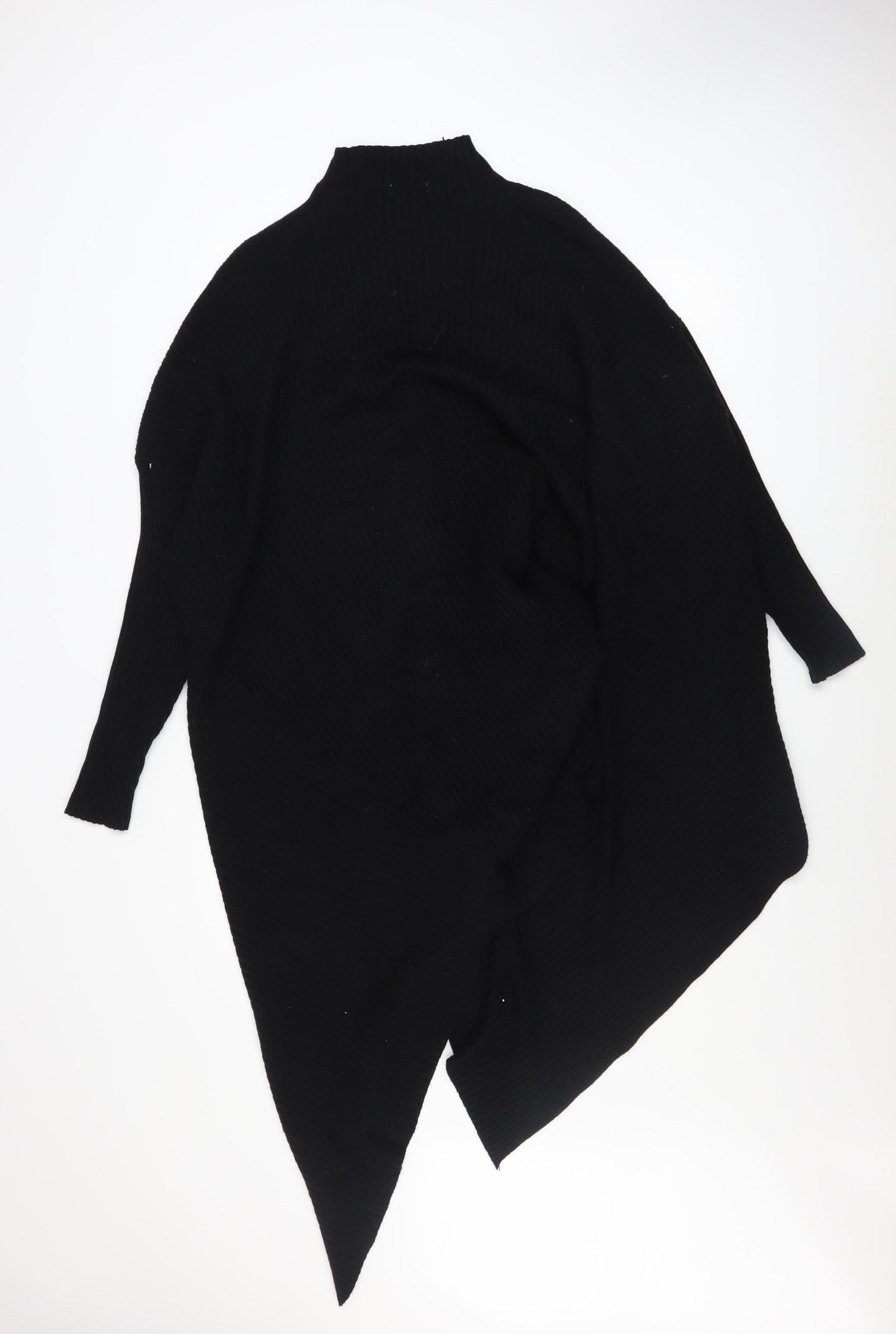 Moocci Women Black High Neck Knit Cape Jumper One Size