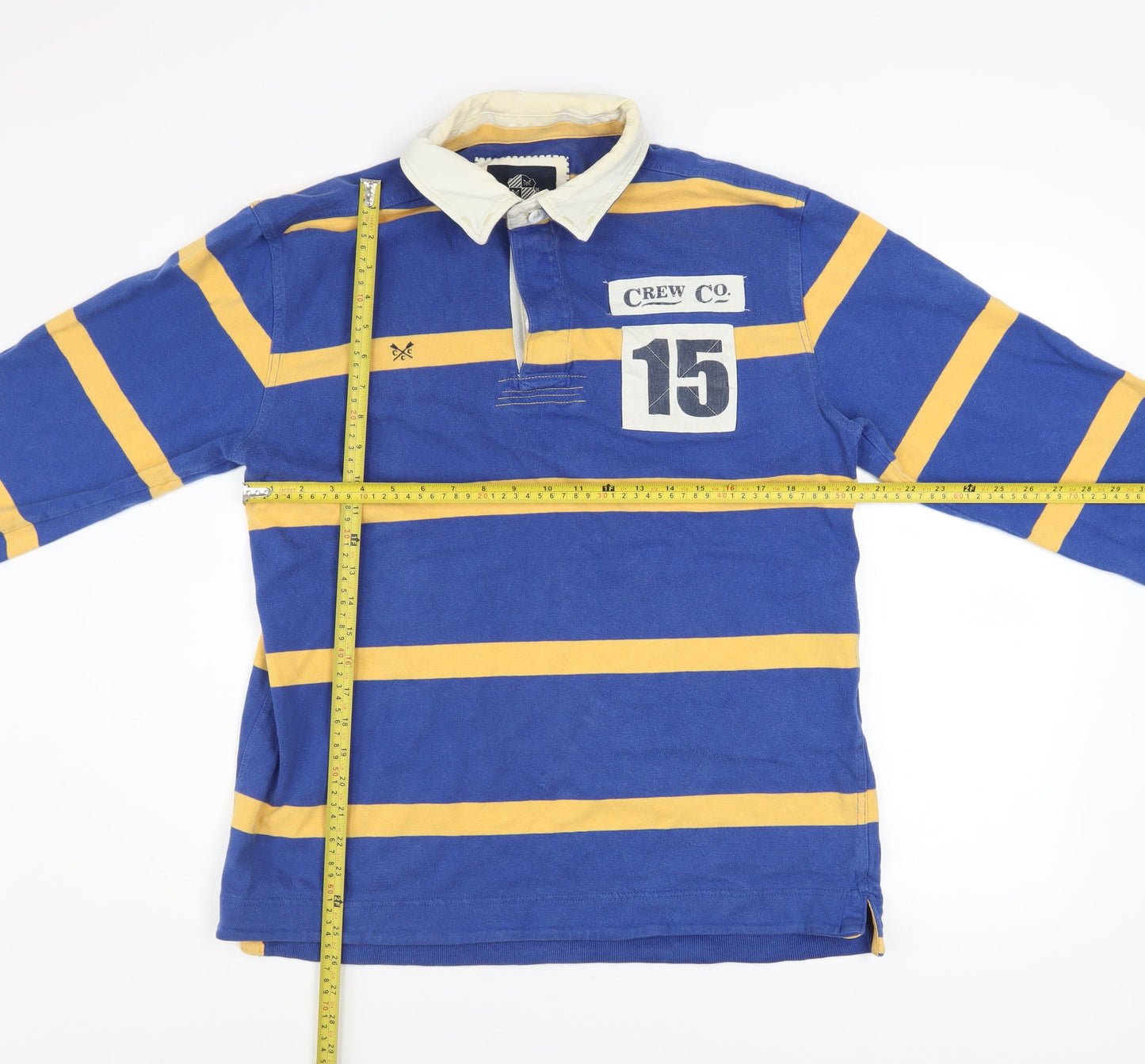 Crew Clothing Co. Men's Blue Striped Rugby Sweatshirt Medium