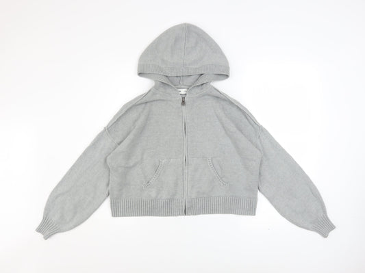 Hollister Womens Grey Full Zip Hoodie XS Cotton Blend Hooded Sweatshirt