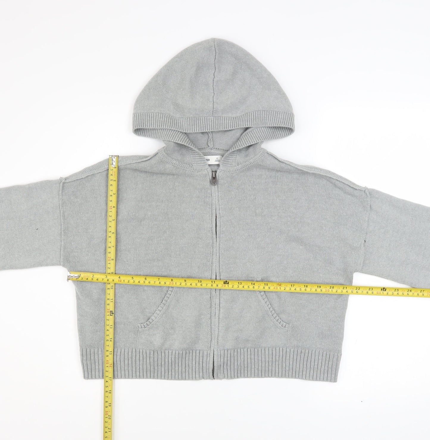 Hollister Womens Grey Full Zip Hoodie XS Cotton Blend Hooded Sweatshirt