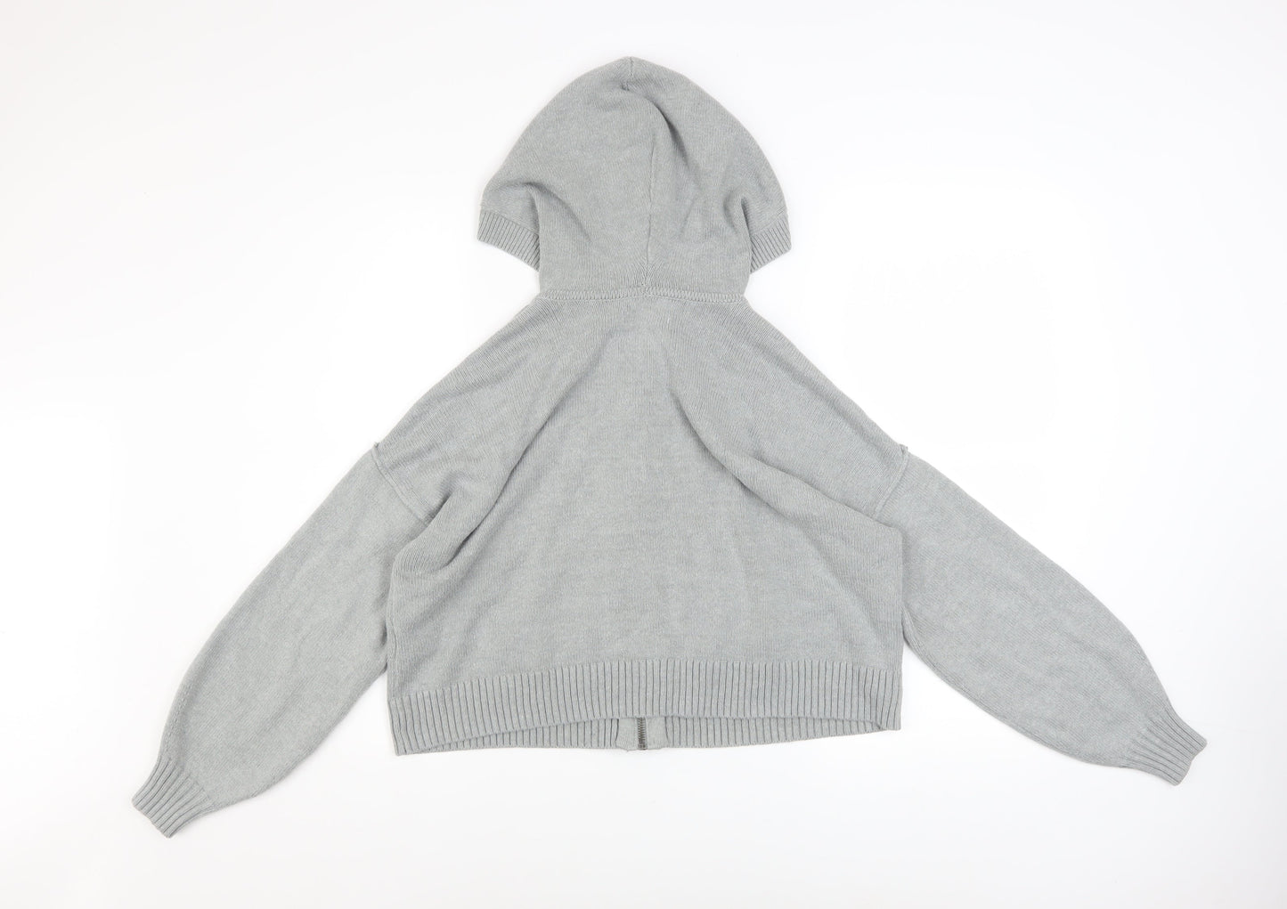 Hollister Womens Grey Full Zip Hoodie XS Cotton Blend Hooded Sweatshirt