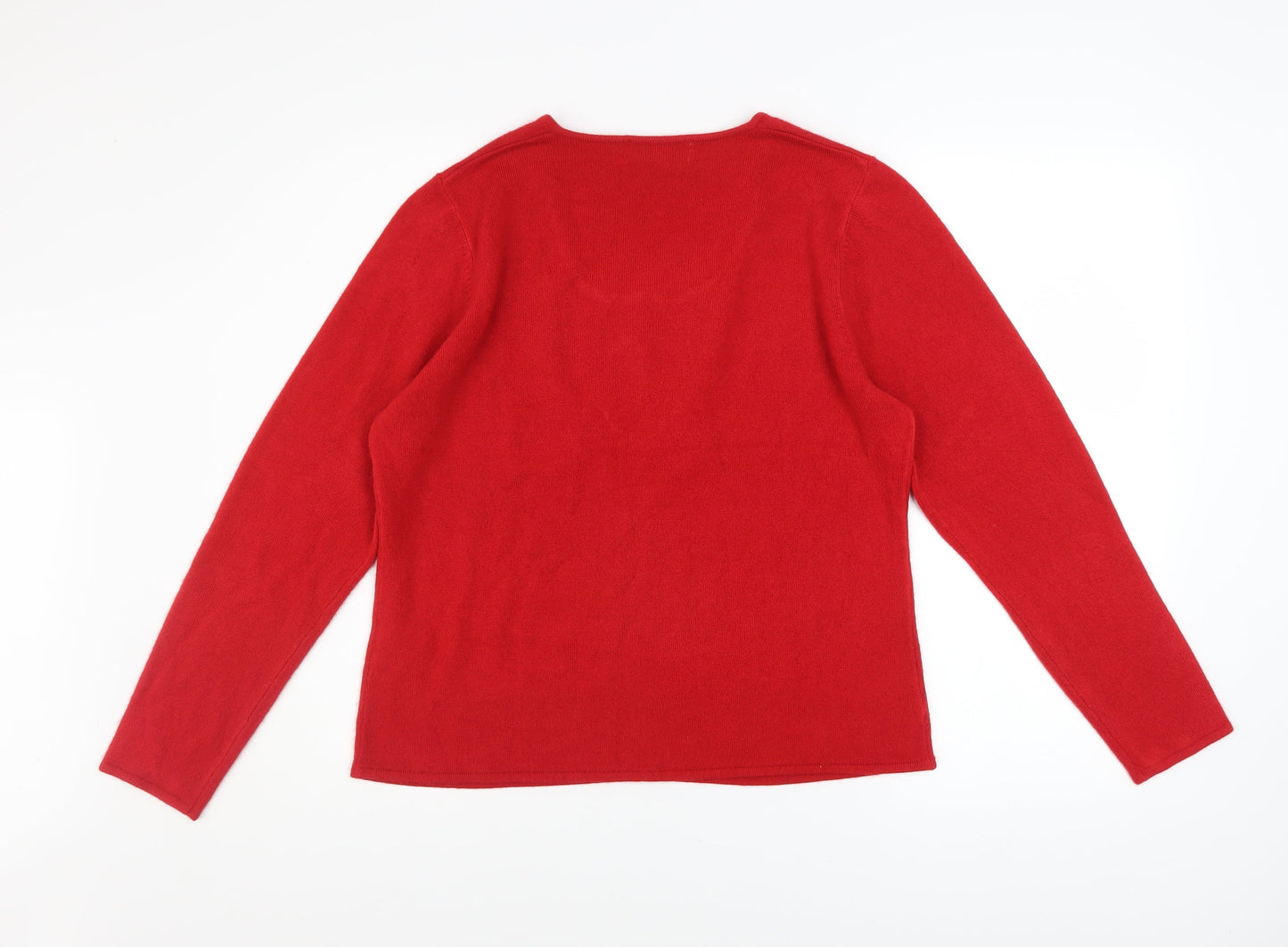 Ann McCartney Women’s Red Acrylic Henley Jumper XL Long Sleeve Knit