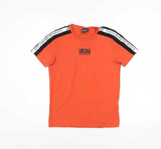 Emporio Armani EA7 Boys Orange Short Sleeve Logo T-Shirt 12 Years 100% Cotton