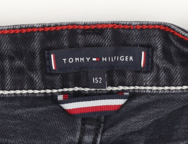 Tommy Hilfiger Boys Black Slim Fit Denim Jeans Size 152 (24 in Waist)
