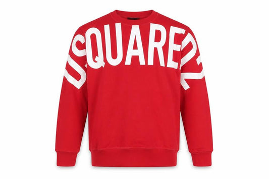 Front view of DSQUARED2 boys’ red graphic logo pullover sweatshirt 10 years