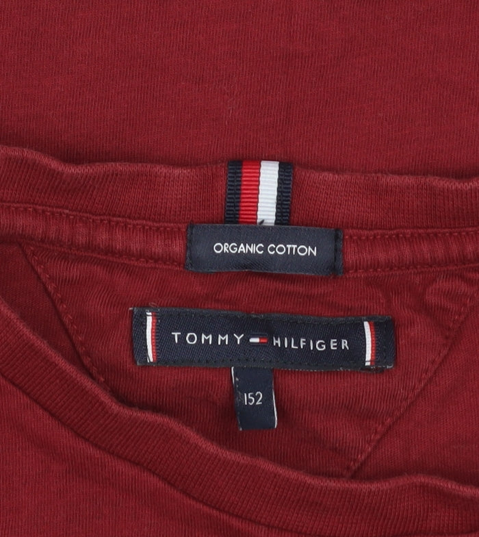 Tommy Hilfiger Boys Red Organic Cotton Short Sleeve T-Shirt Size 152