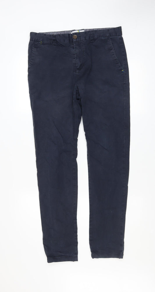 Larsson & Co Men's Navy Blue Slim Chino Trousers Size 32R