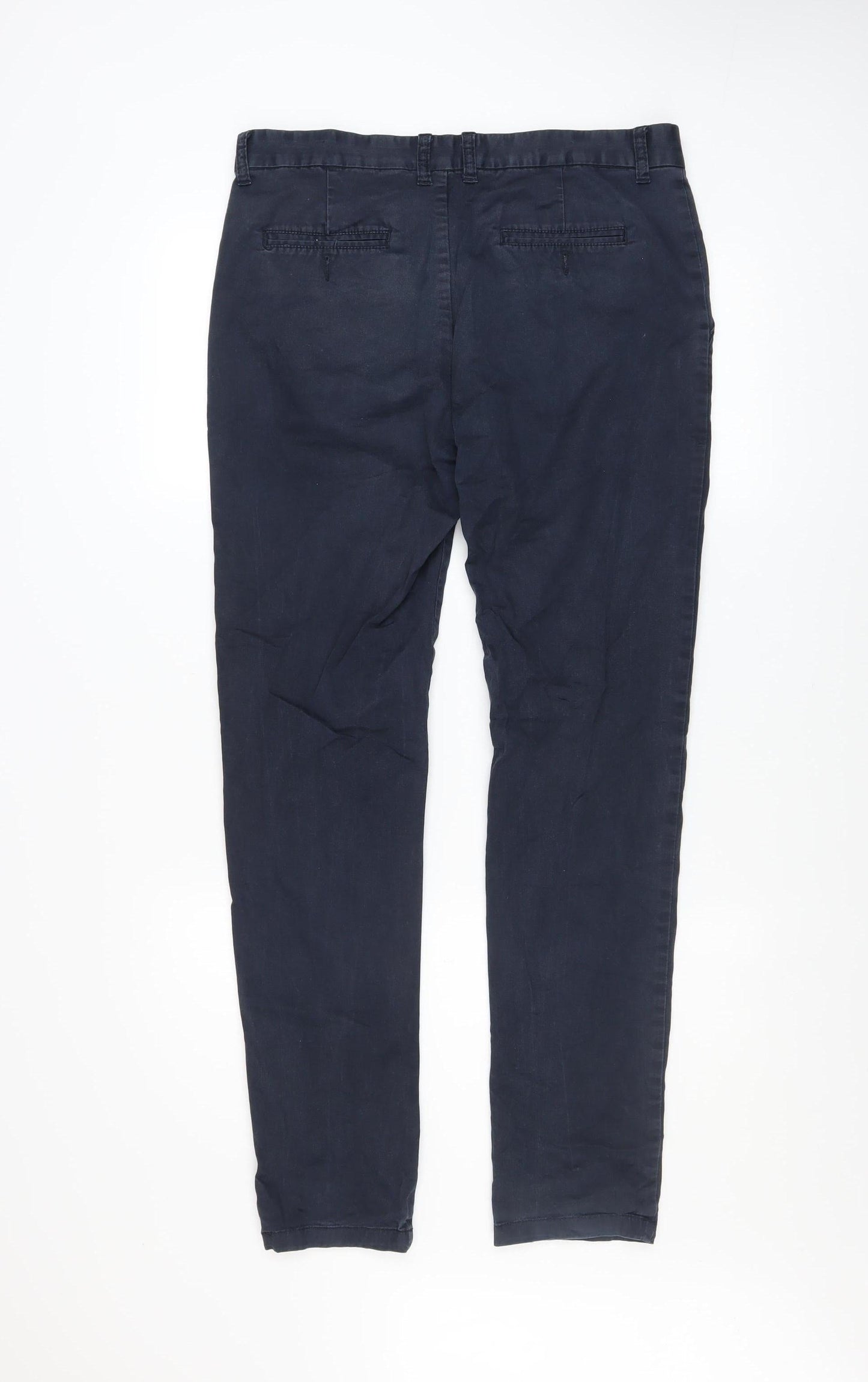 Larsson & Co Men's Navy Blue Slim Chino Trousers Size 32R