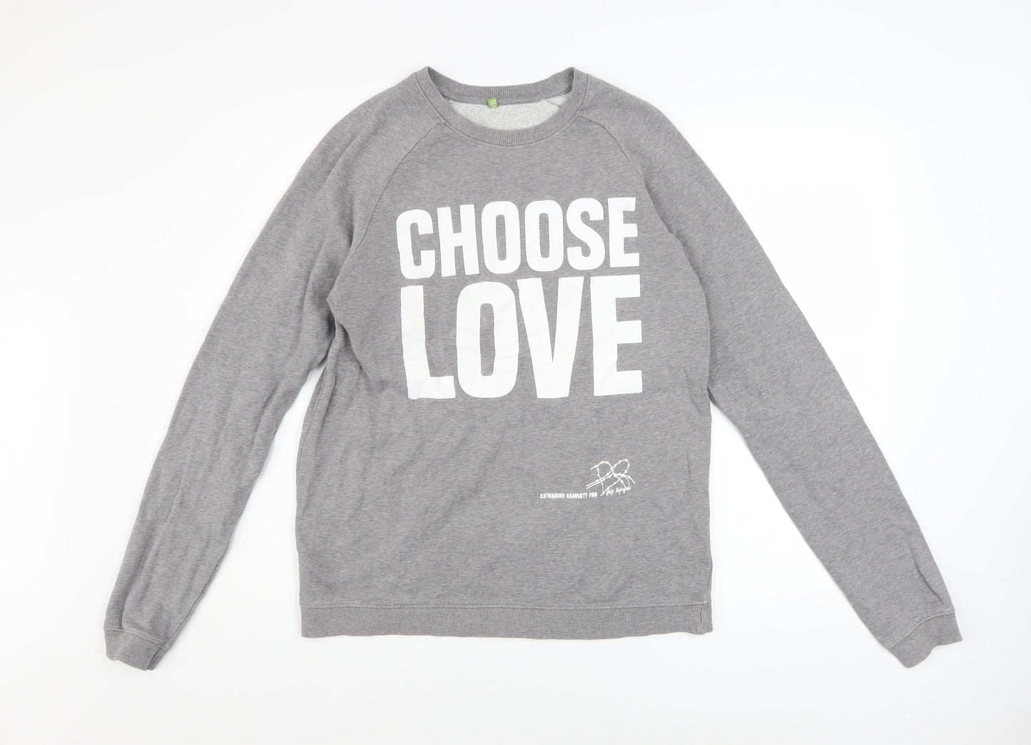 Rapanui Women's Grey Choose Love Organic Cotton Pullover Sweatshirt S