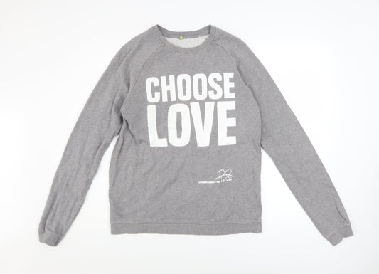 Rapanui Women's Grey Choose Love Organic Cotton Pullover Sweatshirt S