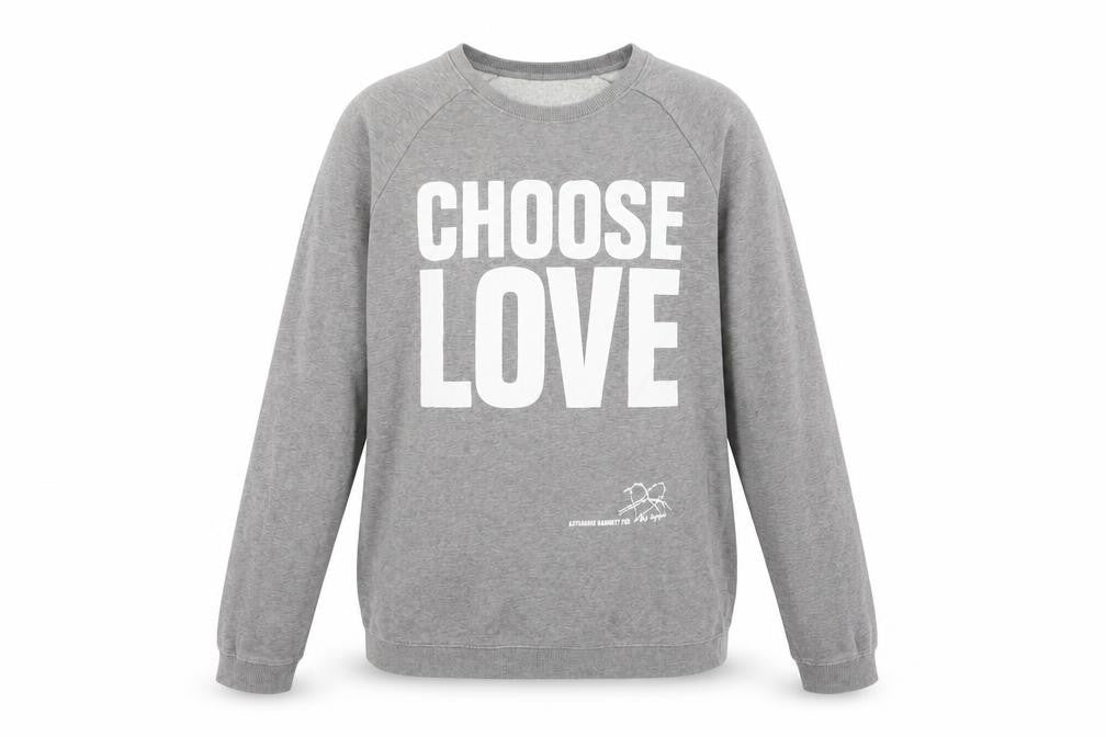 Rapanui Women's Grey Choose Love Organic Cotton Pullover Sweatshirt S