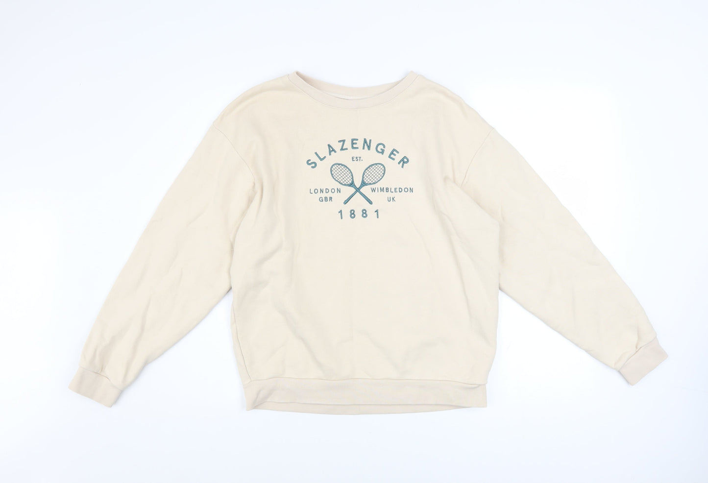 Slazenger Womens Beige Sweatshirt Size 8 Crew Neck Pullover
