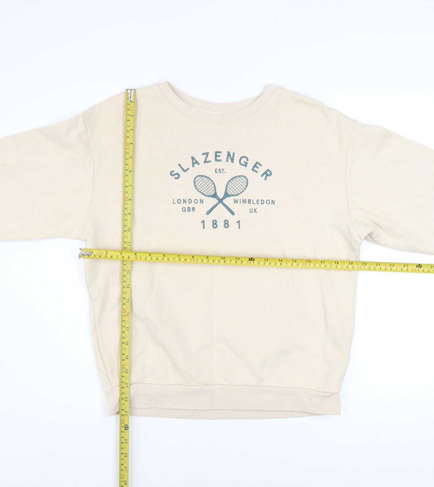 Slazenger Womens Beige Sweatshirt Size 8 Crew Neck Pullover