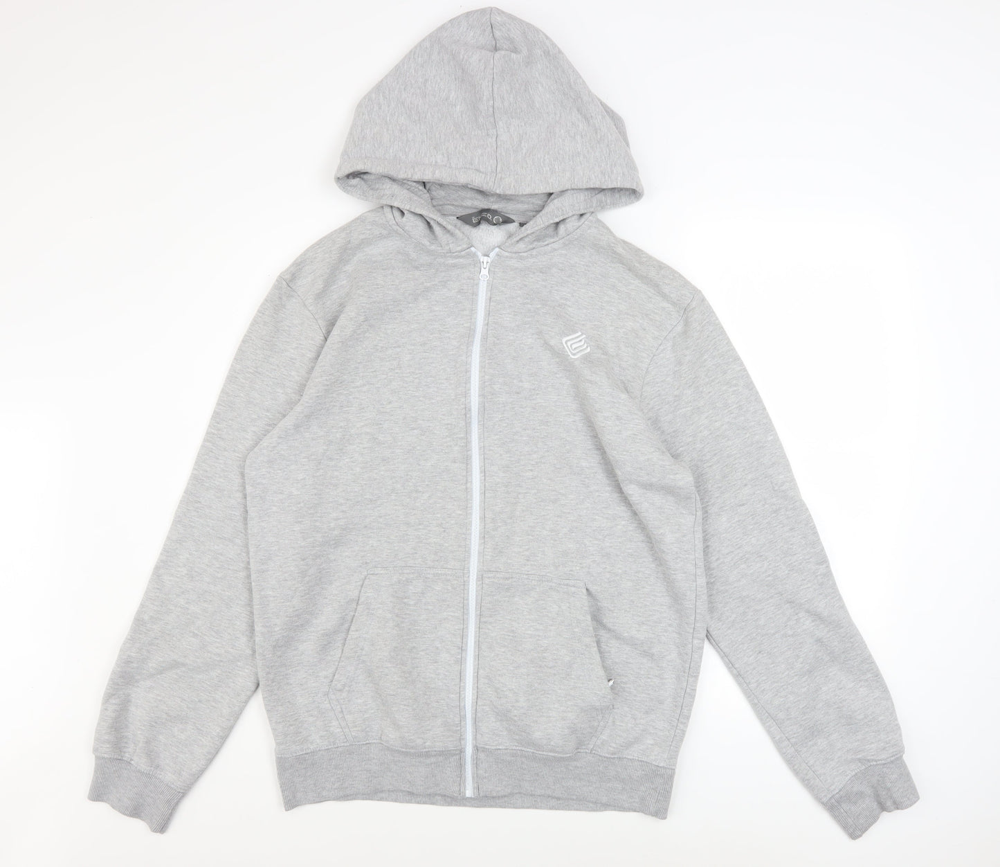 Enzo Men's Grey Full Zip Hoodie XL Regular Fit Fleece Sweatshirt