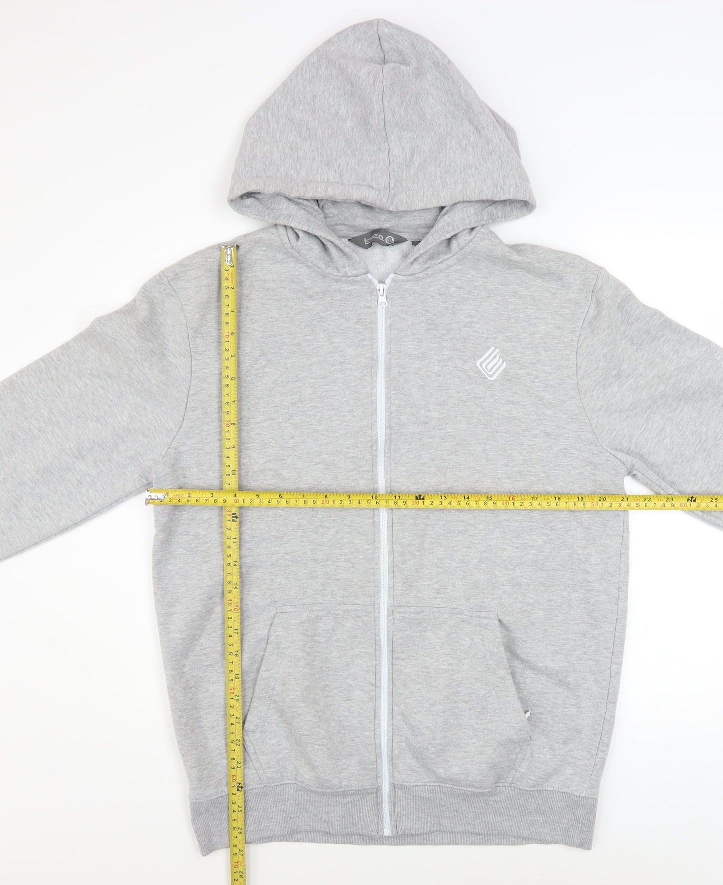 Enzo Men's Grey Full Zip Hoodie XL Regular Fit Fleece Sweatshirt