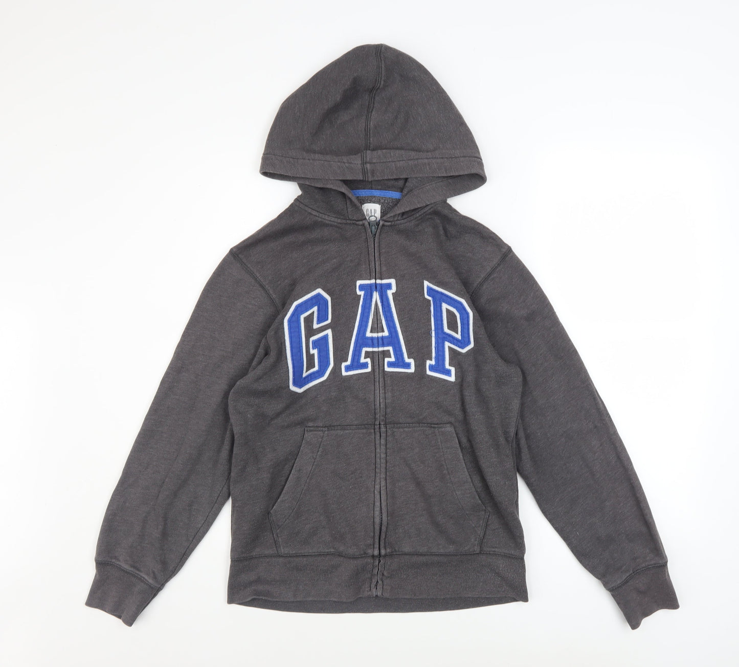 GAP Kids Boys Grey Full Zip Hoodie Size 12-13 Years Cotton Blend Fleece