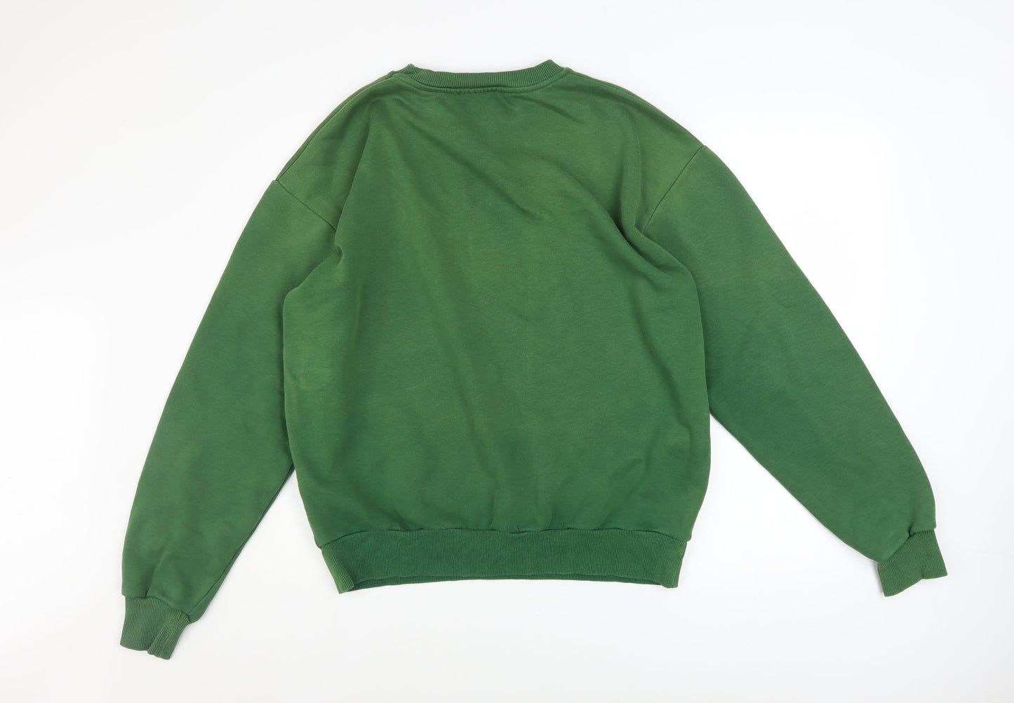 Stradivarius Womens Green Pullover Sweatshirt Medium Le Marais Paris Embroidered