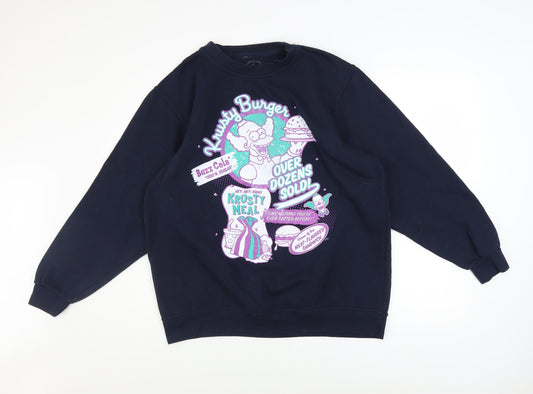 Preloved The Simpsons Men’s Blue Krusty Burger Graphic Sweatshirt Size S - Front