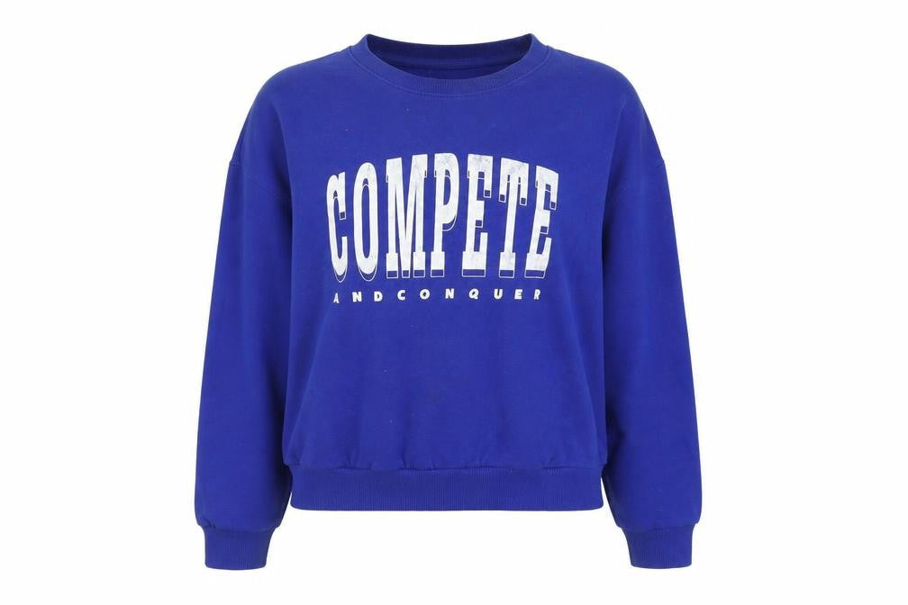 H&M Divided Women's Blue Cropped Pullover Sweatshirt Medium