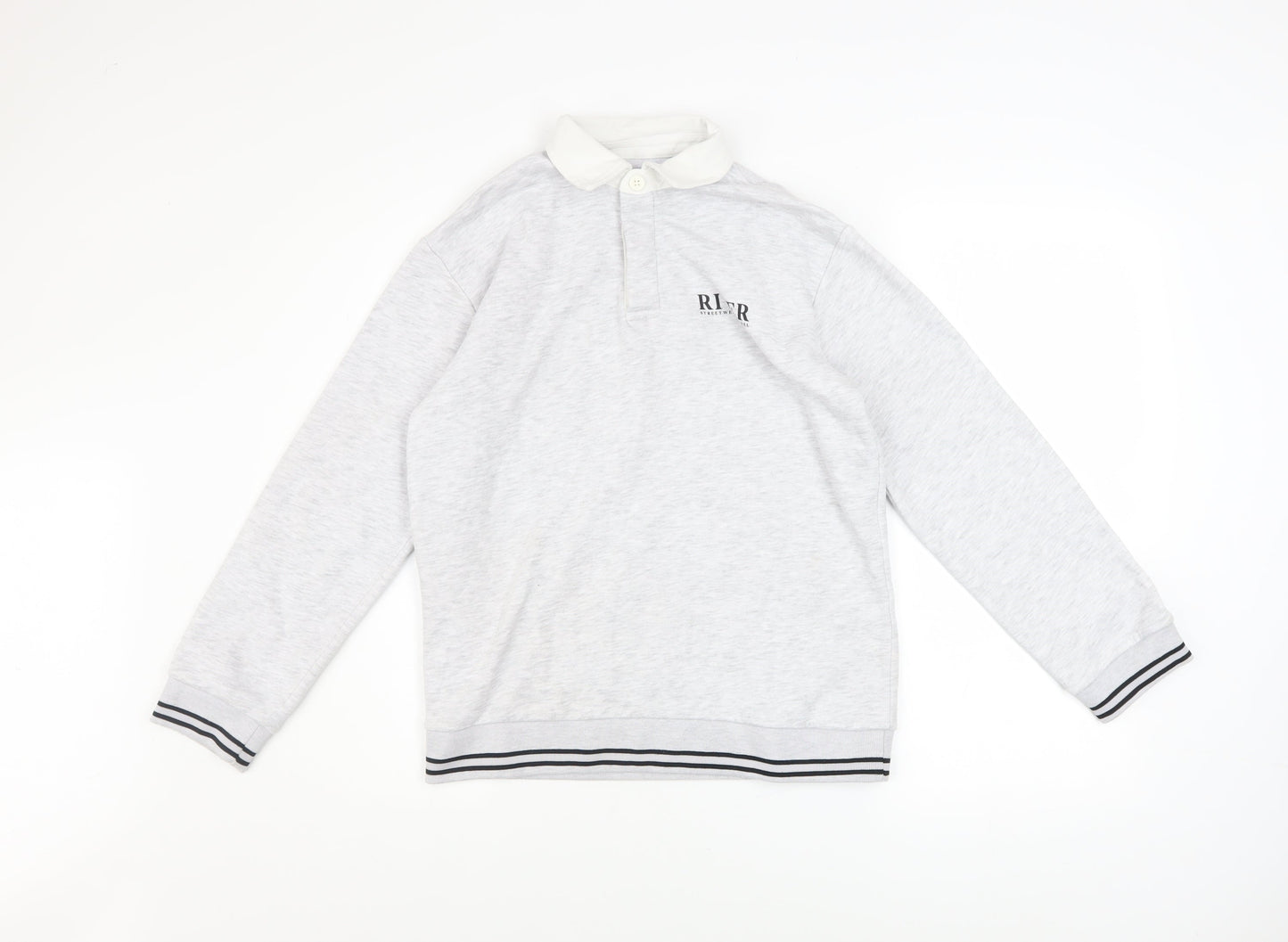 River Island Girls Grey Fleece Collared Henley Sweatshirt 11-12 Years