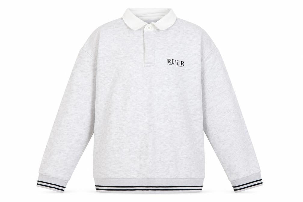 River Island Girls Grey Fleece Collared Henley Sweatshirt 11-12 Years