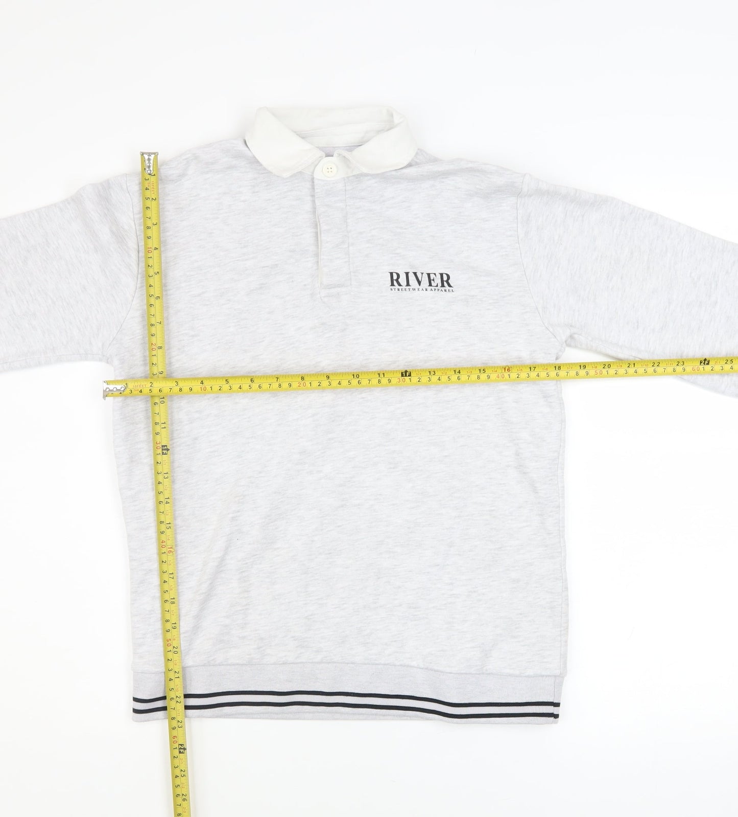 River Island Girls Grey Fleece Collared Henley Sweatshirt 11-12 Years