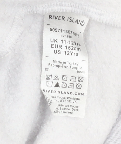 River Island Girls Grey Fleece Collared Henley Sweatshirt 11-12 Years