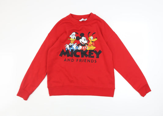 Disney Women’s Red Mickey & Friends Pullover Sweatshirt XS