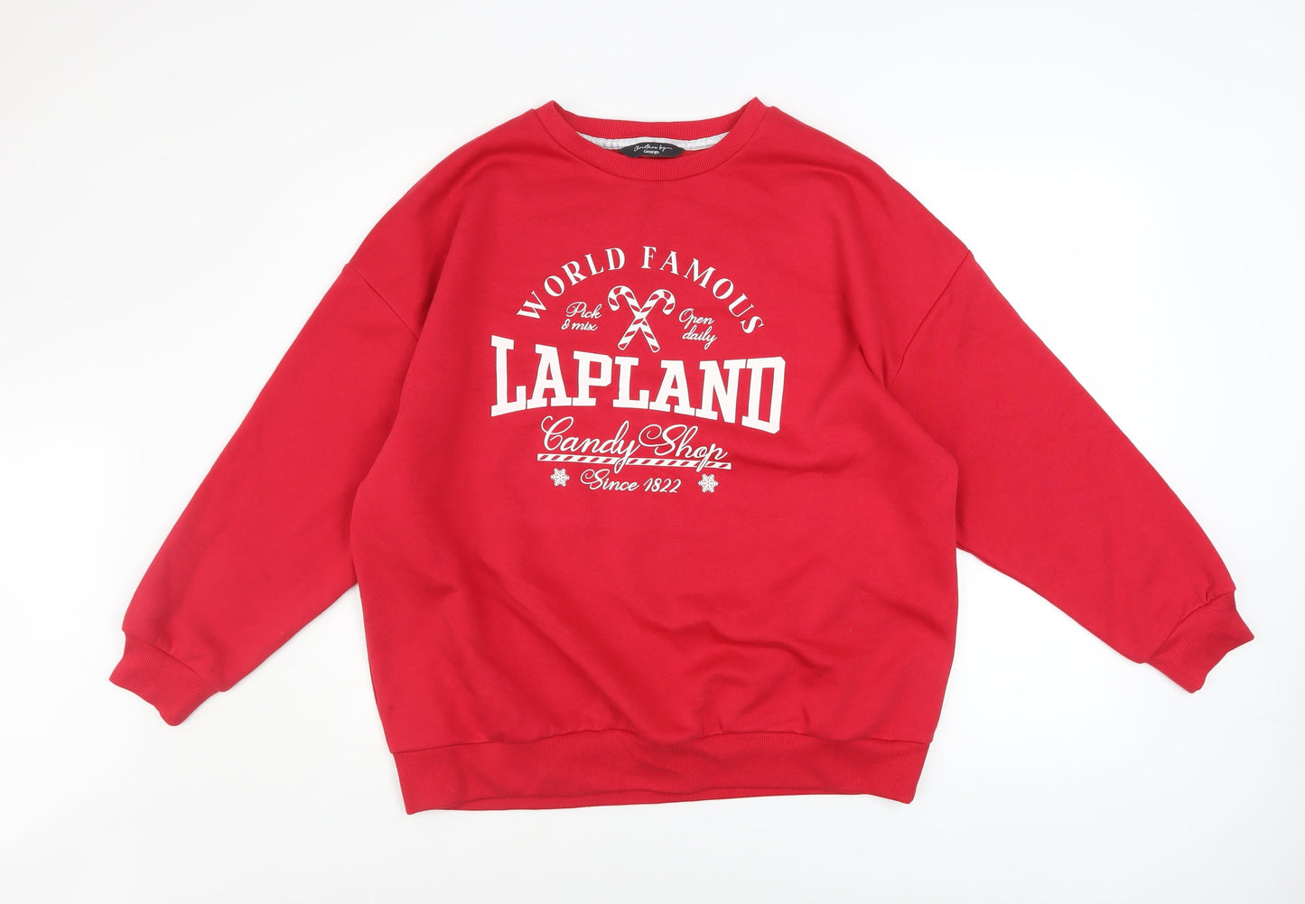 George Women Red Lapland Candy Shop Christmas Sweatshirt Size S 8-10