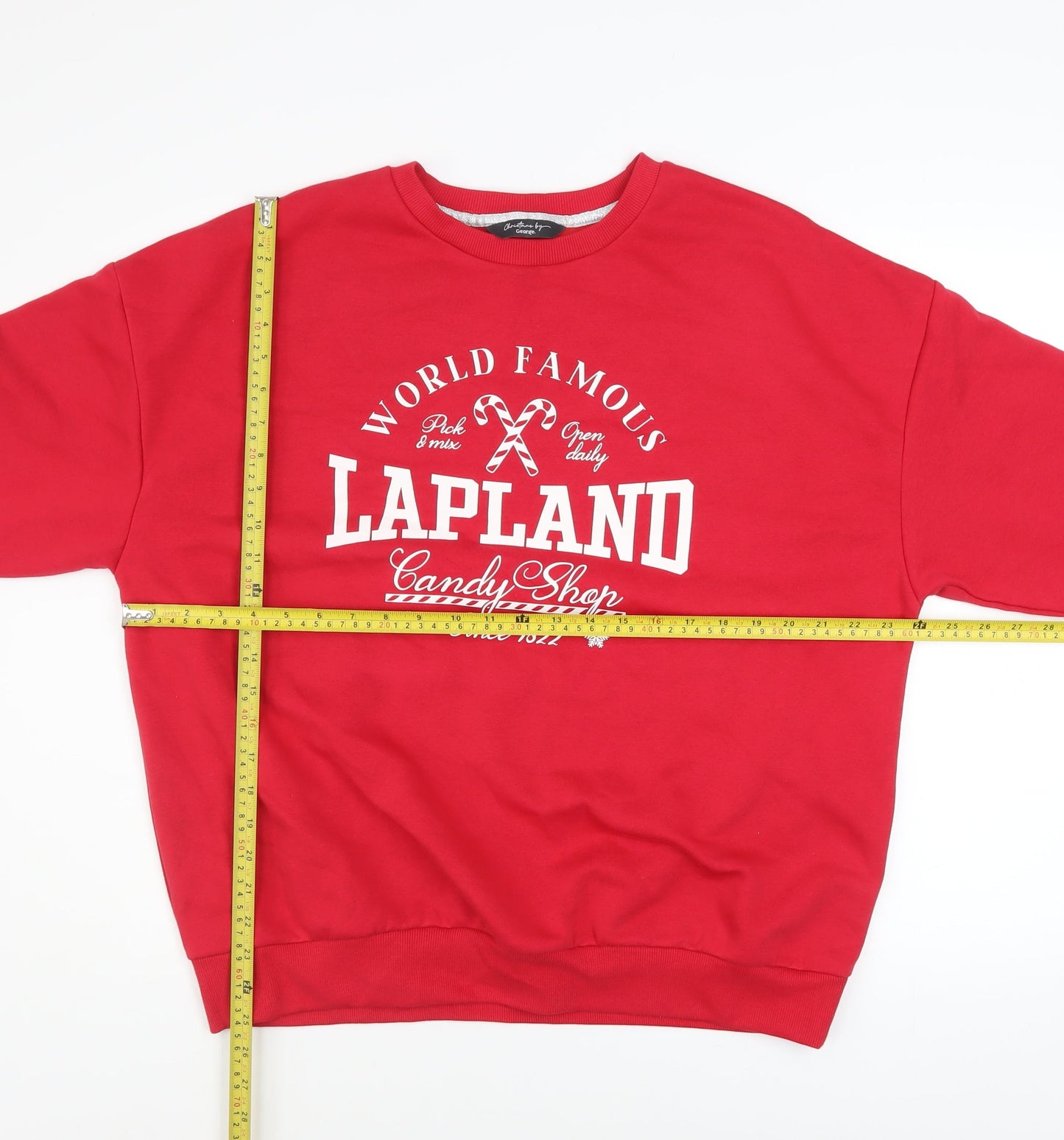 George Women Red Lapland Candy Shop Christmas Sweatshirt Size S 8-10