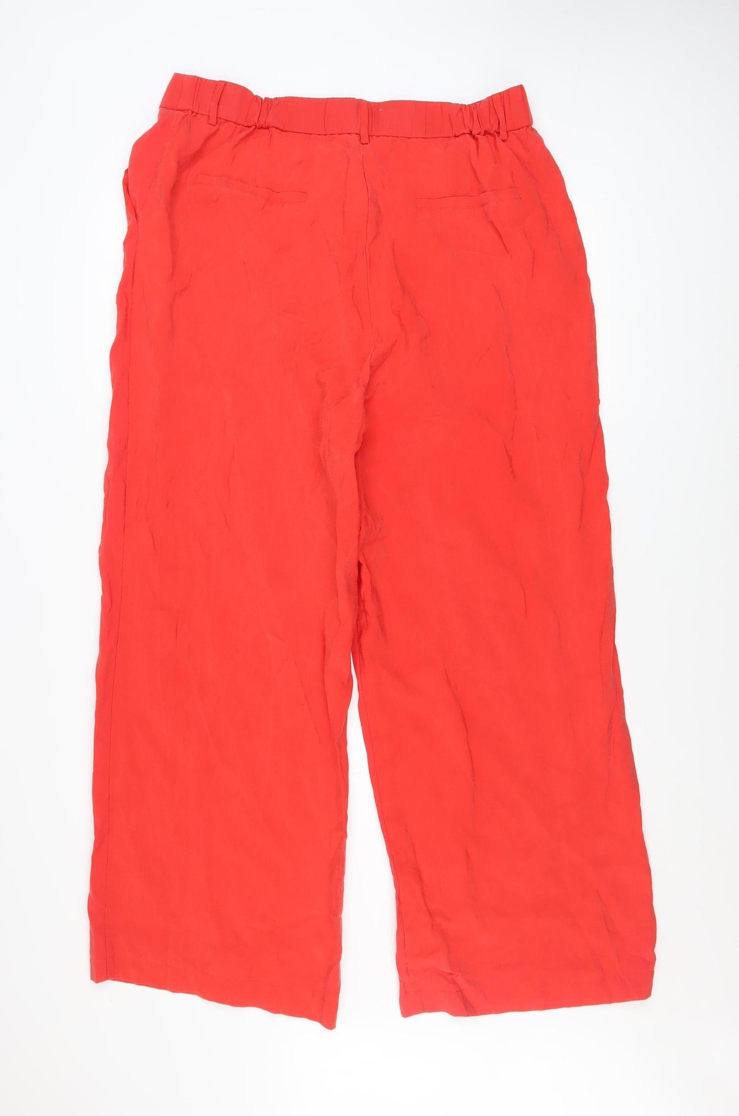 Dunnes Stores Women's Red Wide-Leg Modal Blend Trousers Size 16