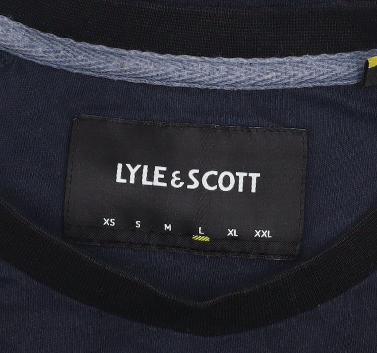 Lyle & Scott Men's Navy Crew Neck Short Sleeve T-Shirt Size L Cotton
