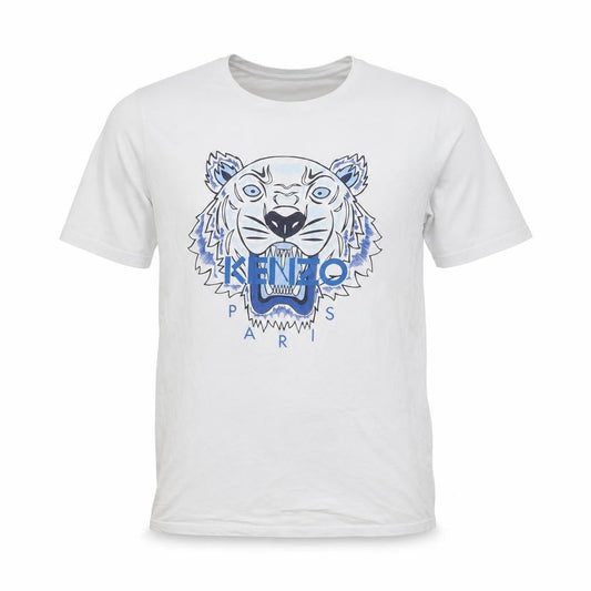 Front view of Kenzo boys’ white tiger logo graphic cotton t-shirt 15-16 years