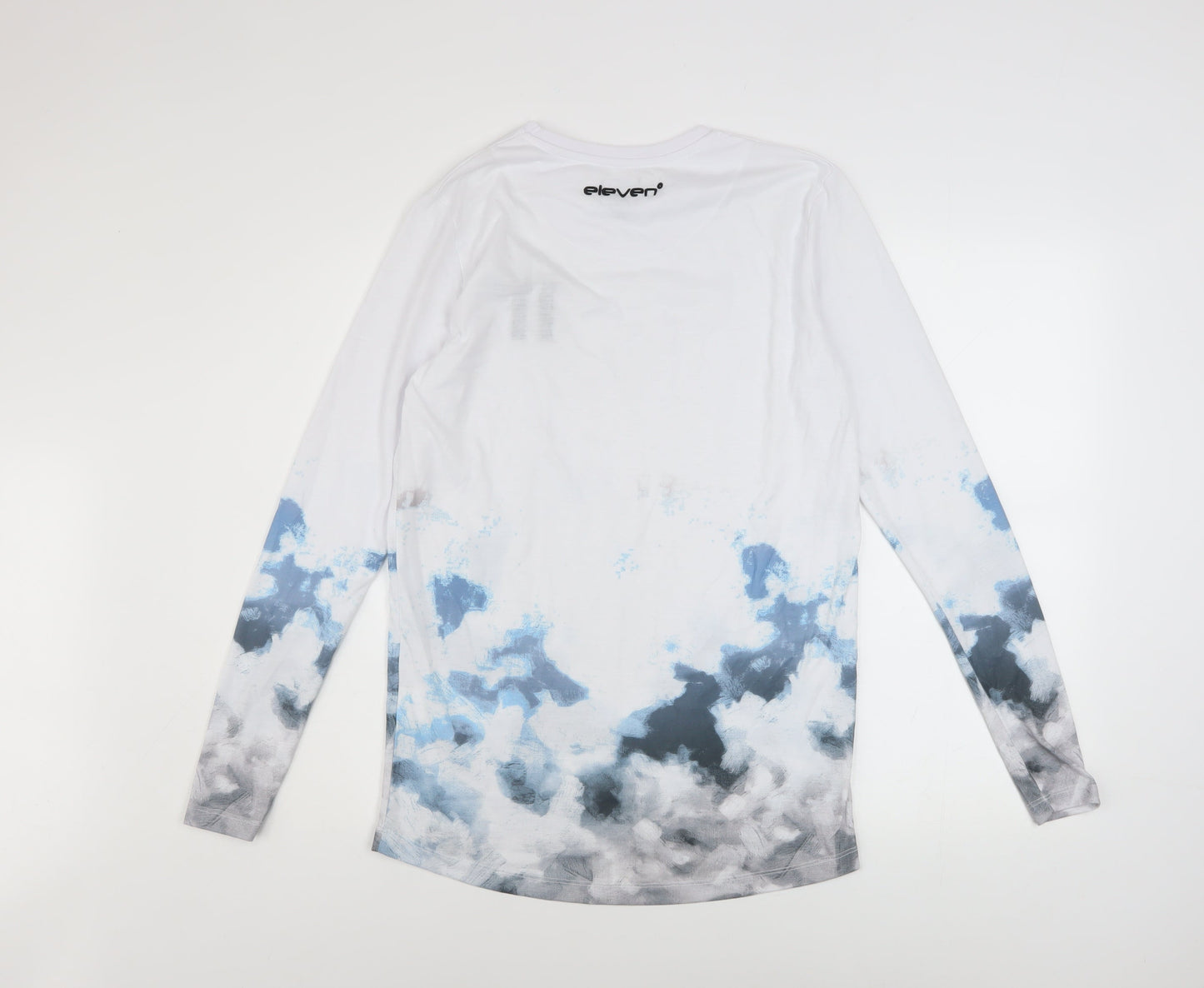 11 Degrees Men's White Blue Long Sleeve Polyester T-Shirt S