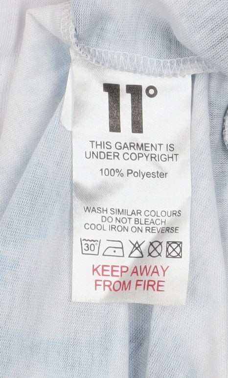 11 Degrees Men's White Blue Long Sleeve Polyester T-Shirt S