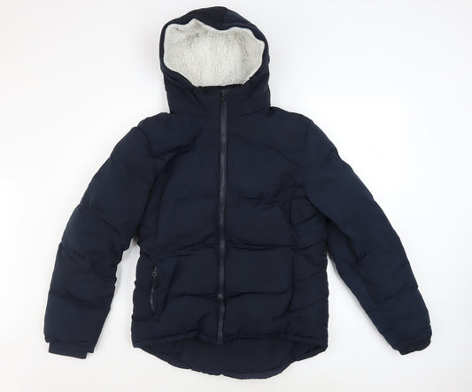 SoulCal & Co Women's Blue Hooded Puffer Jacket UK 10 Winter Coat
