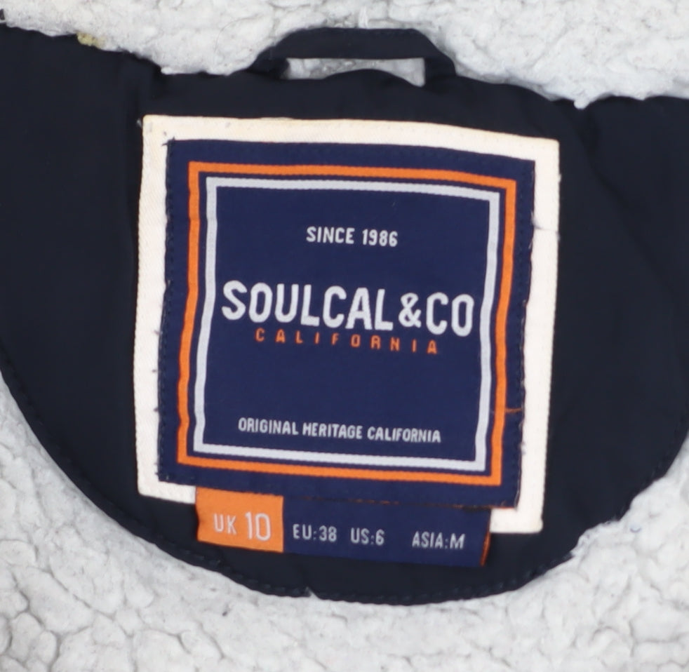 SoulCal & Co Women's Blue Hooded Puffer Jacket UK 10 Winter Coat