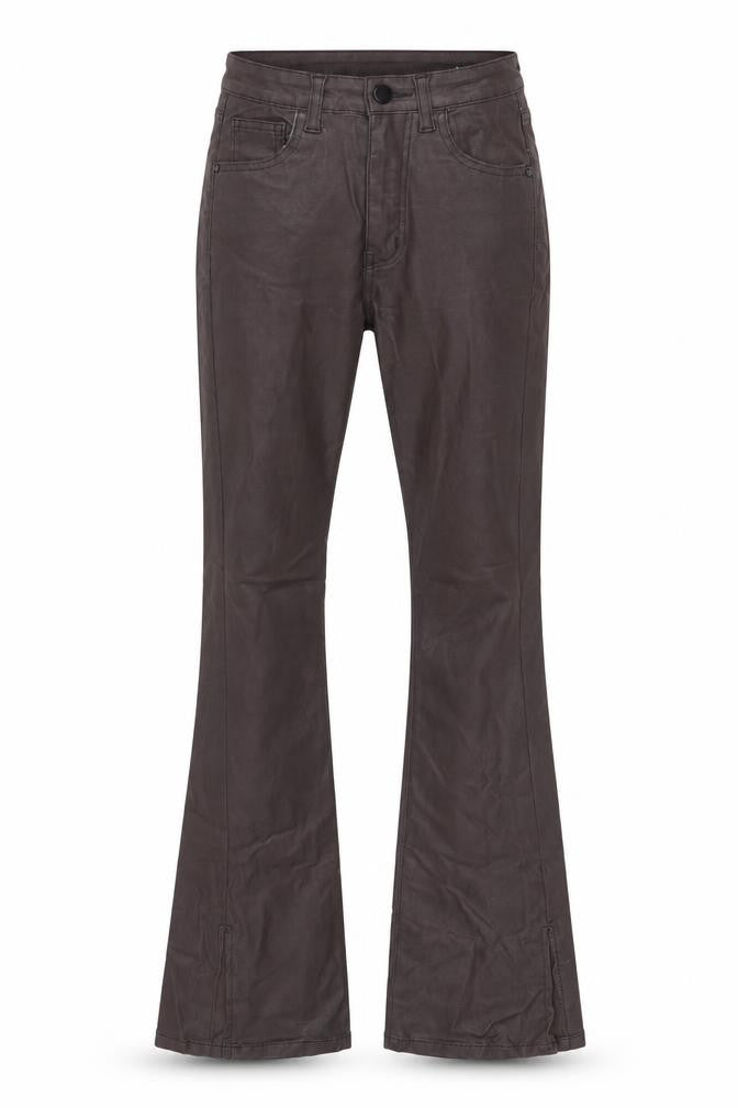 PrettyLittleThing Womens Brown Faux Leather Flared Trousers UK 4 Slim Fit