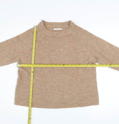 Pieces Women’s Beige Crew Neck Rib Knit Pullover Jumper Size M