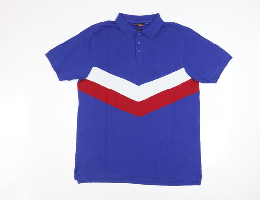 Pierre Cardin Men's Blue Colourblock Polo Shirt 2XL Regular Fit