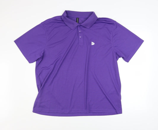 Donnay Mens Purple 2XL Polo Shirt Short Sleeve Moisture Wicking Activewear Top