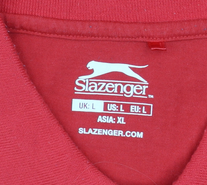 Slazenger Men's Red Polo Shirt L Regular Fit Sports Top
