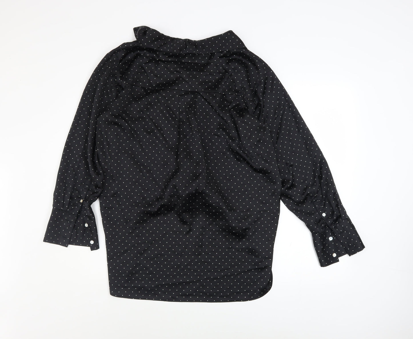 Marks and Spencer Womens Black Polka Dot Button-Up Shirt Size 12