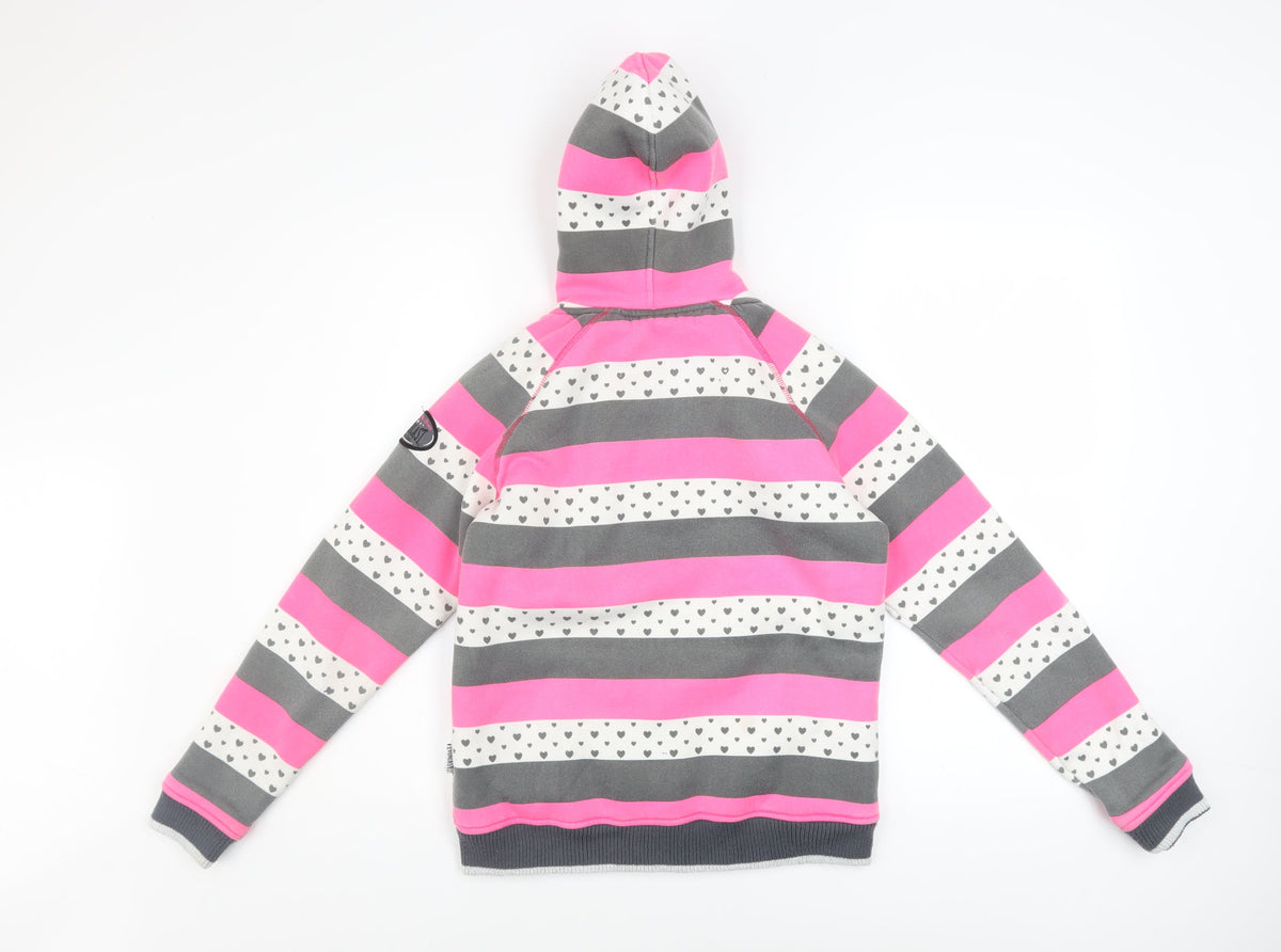 Everlast Girls Pink Striped Hooded Full Zip Fleece Jacket Age 13 Years