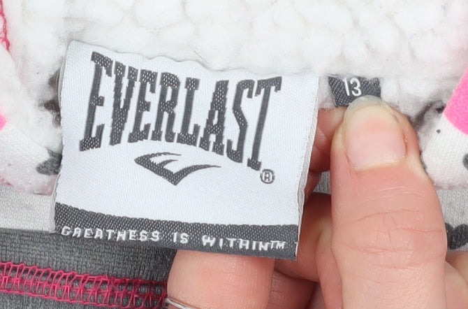 Everlast Girls Pink Striped Hooded Full Zip Fleece Jacket Age 13 Years