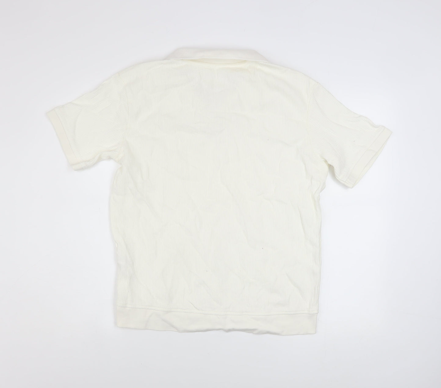 Zara Men Ivory Cotton Short Sleeve Collared Casual Shirt M