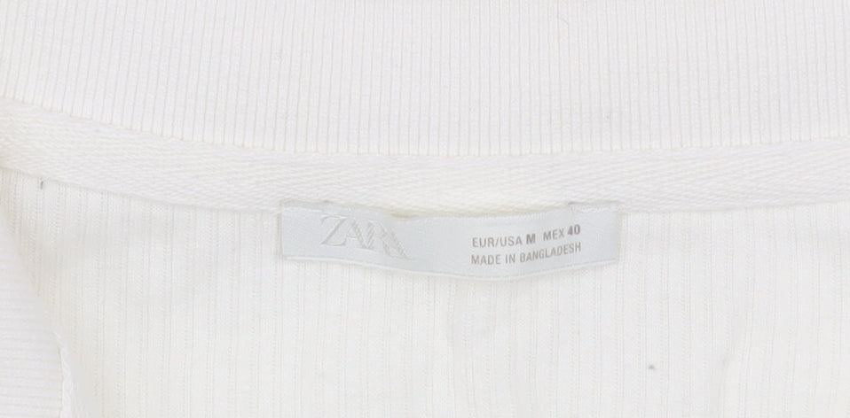 Zara Men Ivory Cotton Short Sleeve Collared Casual Shirt M